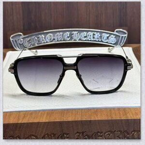 Chrome Hearts Square Aviator Sunglasses Black